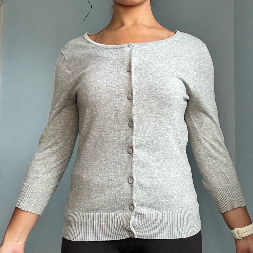 JJ basics grey button up cardigan